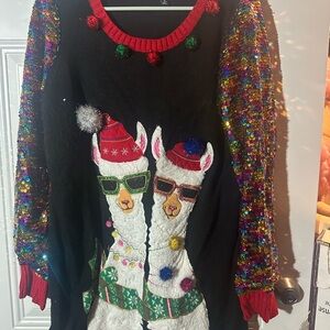 32 Degrees Black Llama Sequin Sweater